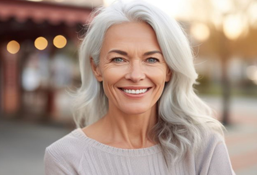 Smiling, mature woman with beautiful teeth