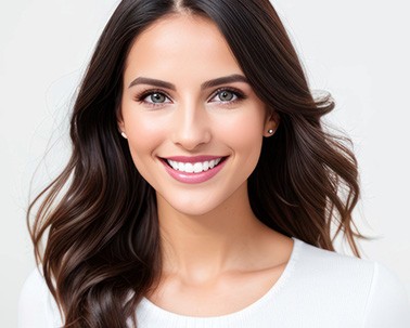 Portrait of beautiful young woman with perfect teeth